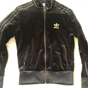 Black and gold Adidas Firebird track jacket